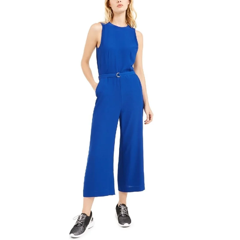 women's jumpsuits with halter necksMichael Kors Women's Belted Jumpsuit Blue Size 14