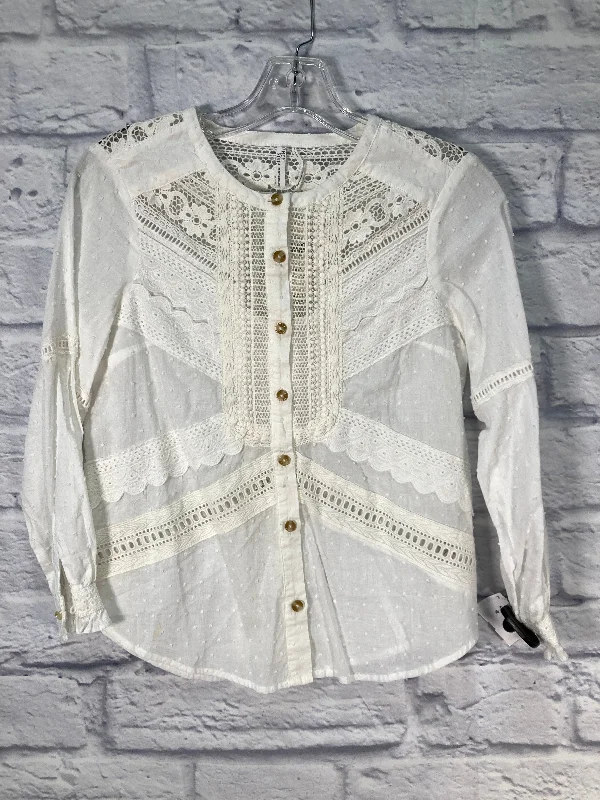 women's long sleeve tops made of woolTop Long Sleeve By Anthropologie In Cream, Size: Petite   Xs