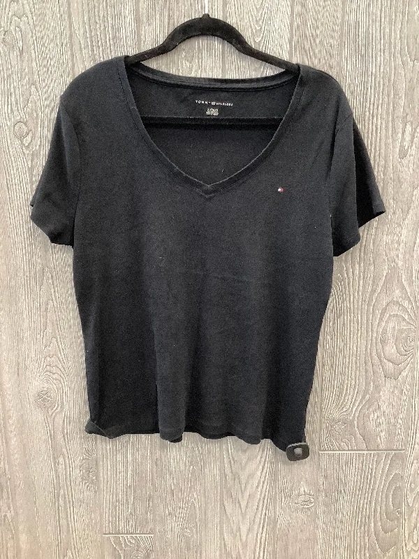 women's T-shirts with high-low hemlinesBlack Top Short Sleeve Tommy Hilfiger, Size Xl