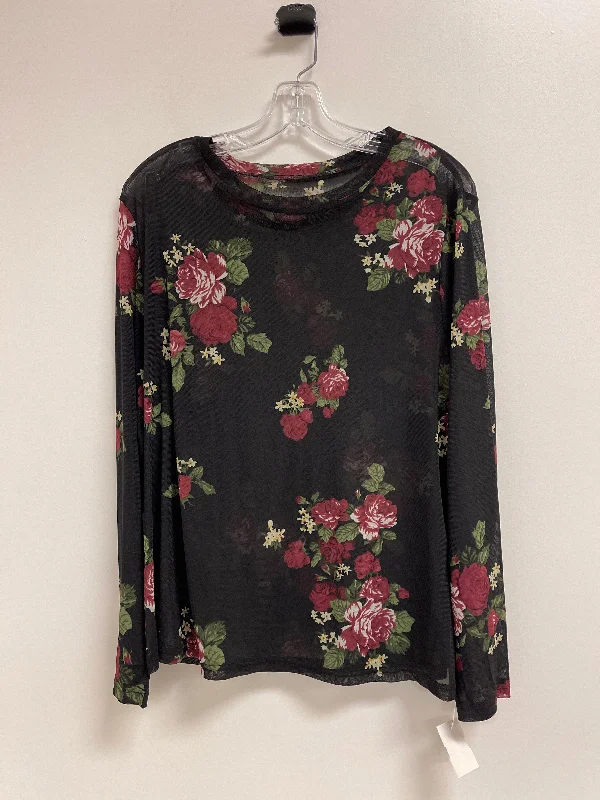 women's long sleeve tops with artistic printsTop Long Sleeve By Shein In Black, Size: 3x