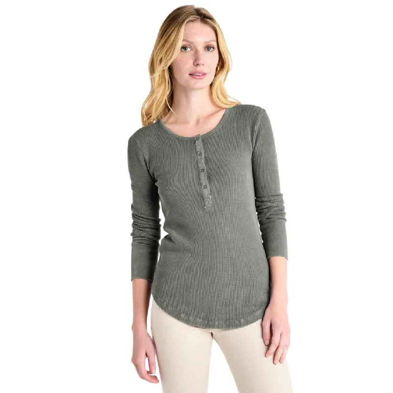 women's tops for minimalist aestheticsThermal Forever Henley (Vintage Olive Branch)