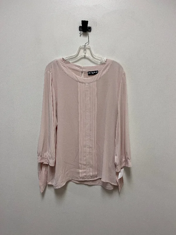 women's long sleeve tops with high-low hemlinesTop Long Sleeve By Karl Lagerfeld In Pink, Size: Xl