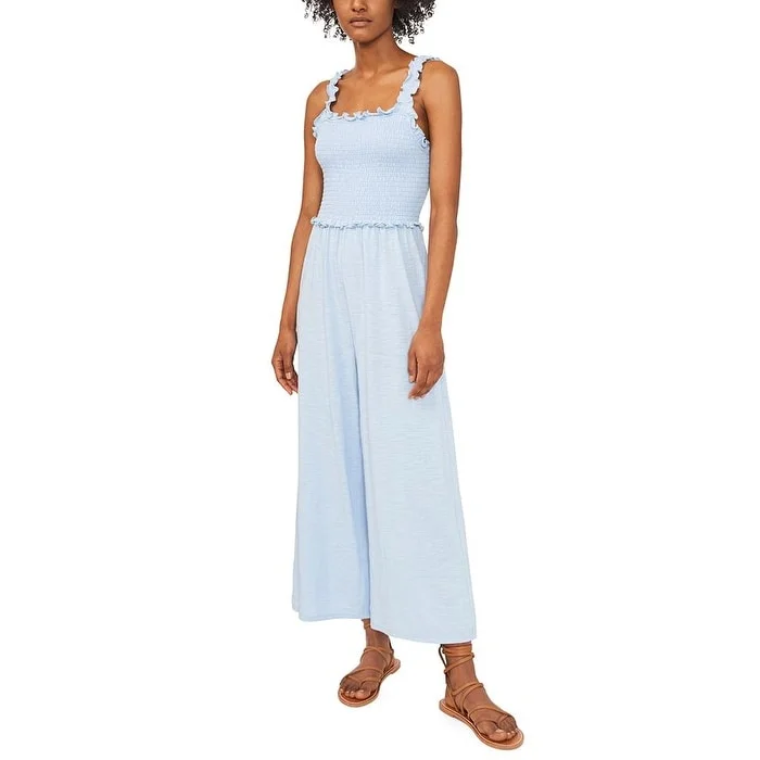 women's wide-leg jumpsuitsRiley & Rae Women's Smocked Jumpsuit Blue Size Medium