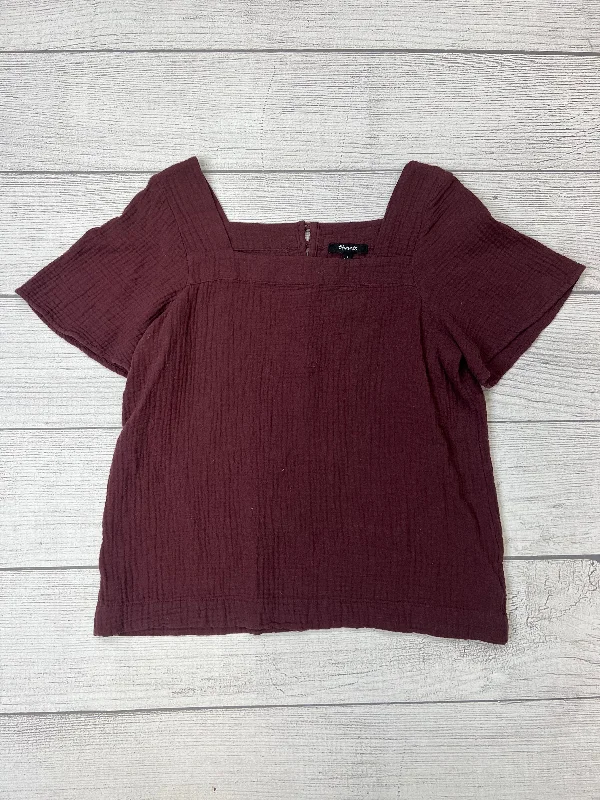 women's T-shirts with lace trimMaroon Top Short Sleeve Madewell, Size S