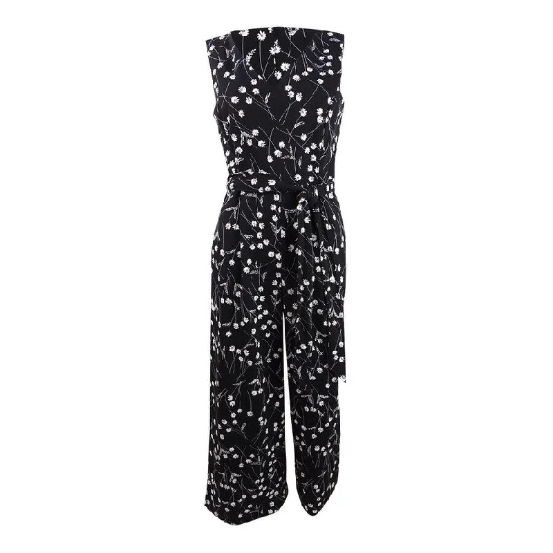 women's jumpsuits for statement fashionCalvin Klein Women's Cropped Floral-Print Jumpsuit