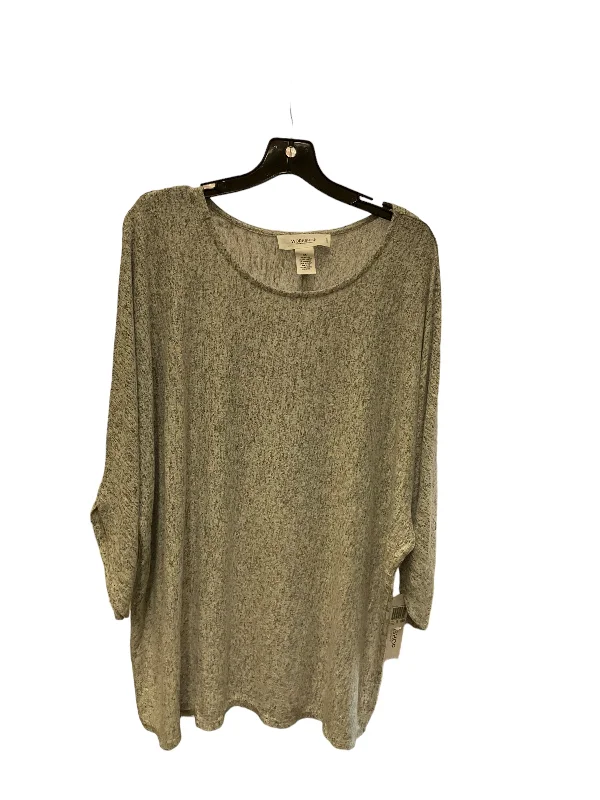 women's long sleeve tops for black-tie affairsTop Long Sleeve By Workshop In Grey, Size: 3x