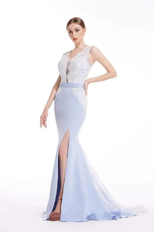 women's midi dressesJ'Adore Dresses - J12078 Scalloped V-Neck Mermaid Evening Gown