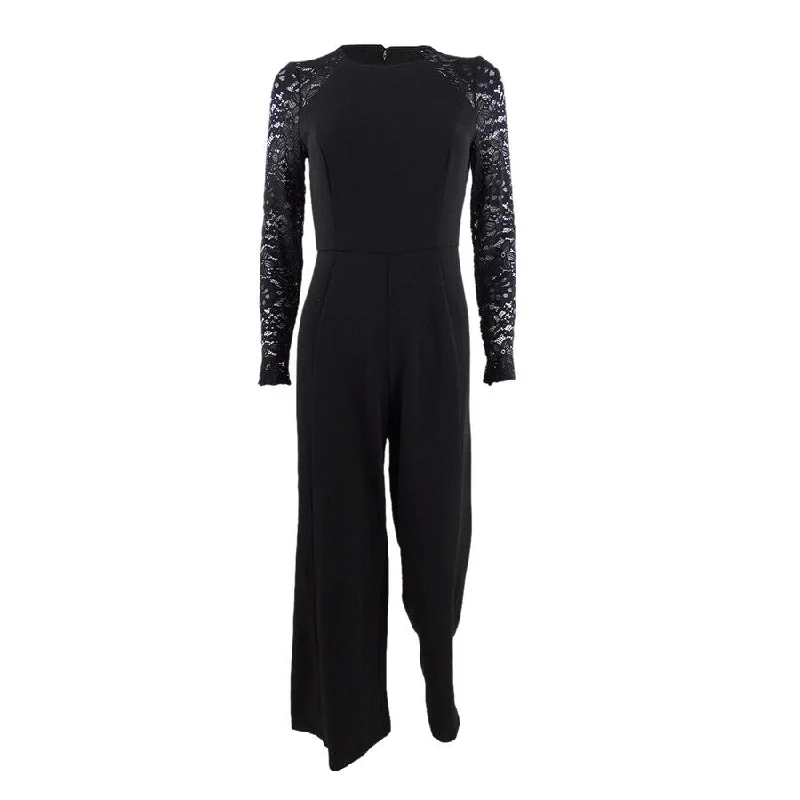 women's jumpsuits for laid-back looksTommy Hilfiger Women's Lace-Sleeve Jumpsuit