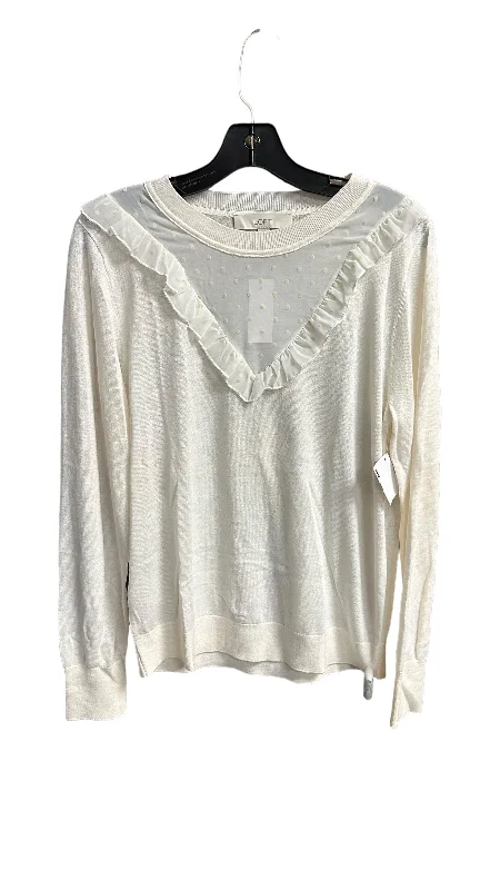 women's long sleeve tops with retro patternsTop Long Sleeve By Loft In Ivory, Size: L