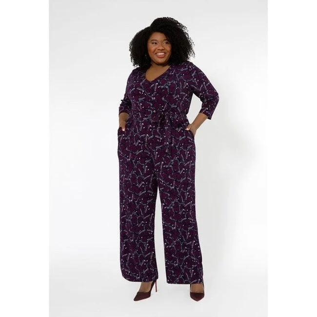 women's jumpsuits with lace detailsLeota Women's Leia V-Neck Jumpsuit (Curve) Purple Size 2X