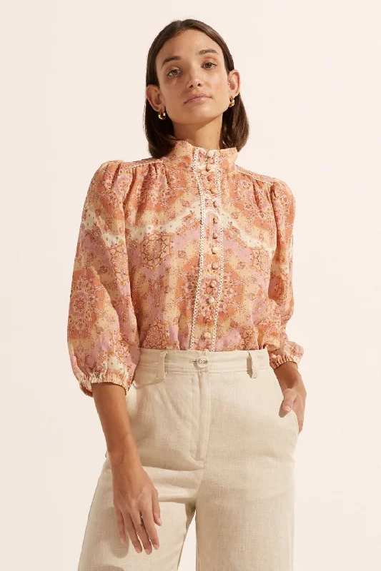 women's tops with embroidery detailsZoe Kratzmann Outlook Top - Sunset Mosaic