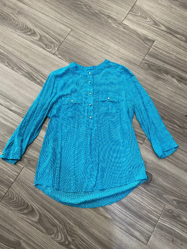 women's long sleeve tops for the officeTop Long Sleeve By Stylus In Teal, Size: M