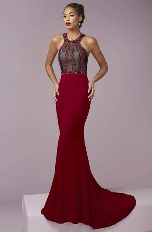 women's work dressesTiffany Designs - 46089SC Sleeveless Fitted Evening Gown