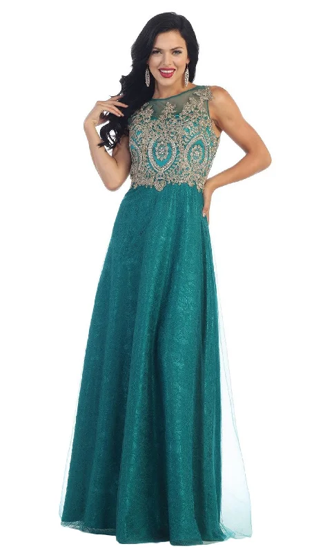 women's glam dressesMay Queen - MQ1293 Beaded Bateau Evening Dress