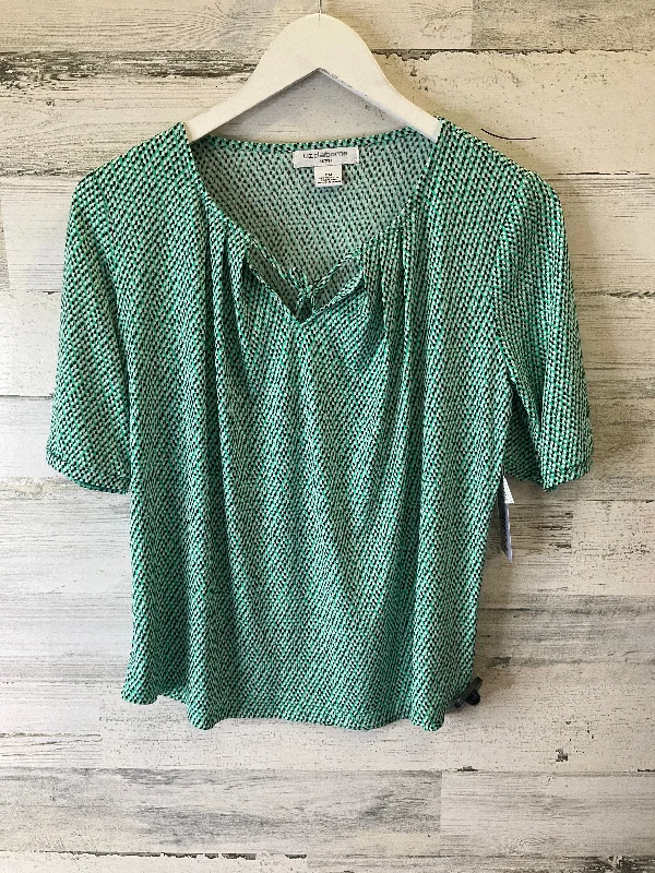 women's T-shirts with maternity designsGreen Top Short Sleeve Liz Claiborne, Size Petite  M