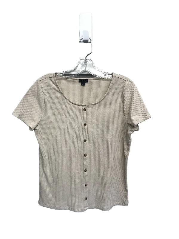 women's T-shirts with distressed finishesTan Top Short Sleeve Basic By Ann Taylor, Size: S