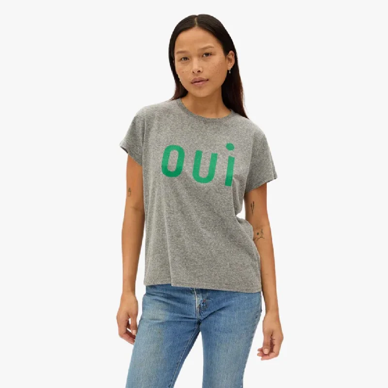 women's tops with asymmetrical designs"Oui" Classic Tee (Grey)