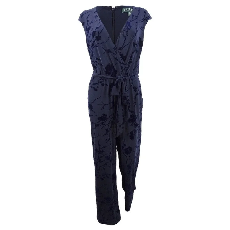 women's jumpsuits for wrinkle-resistant materialsLauren by Ralph Lauren Women's Floral Burnout Jumpsuit