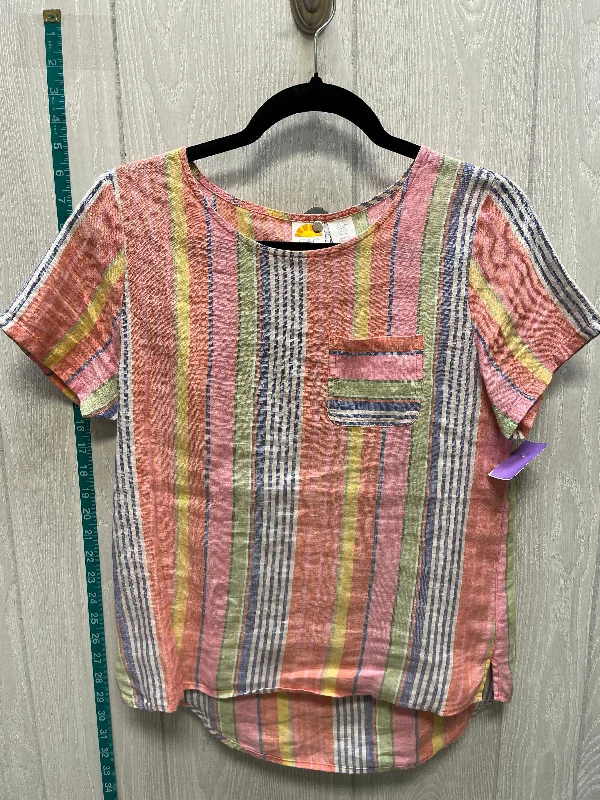 women's T-shirts with appliqué designsStriped Pattern Top Short Sleeve C And C, Size Xs