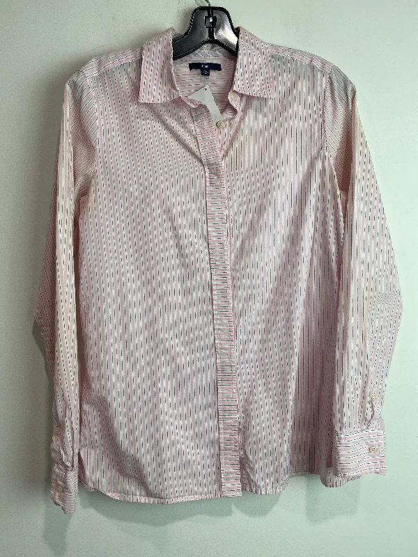 women's long sleeve tops with hidden buttonsTop Long Sleeve By Gap In Pink, Size: M