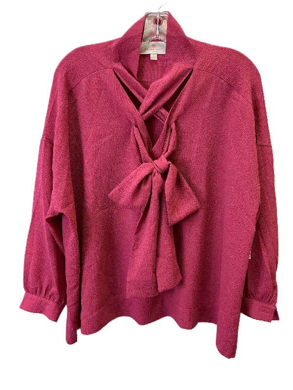 women's long sleeve tops with wrinkle-resistant fabricTop Long Sleeve Basic By Laurie Felt In Pink, Size: Xs