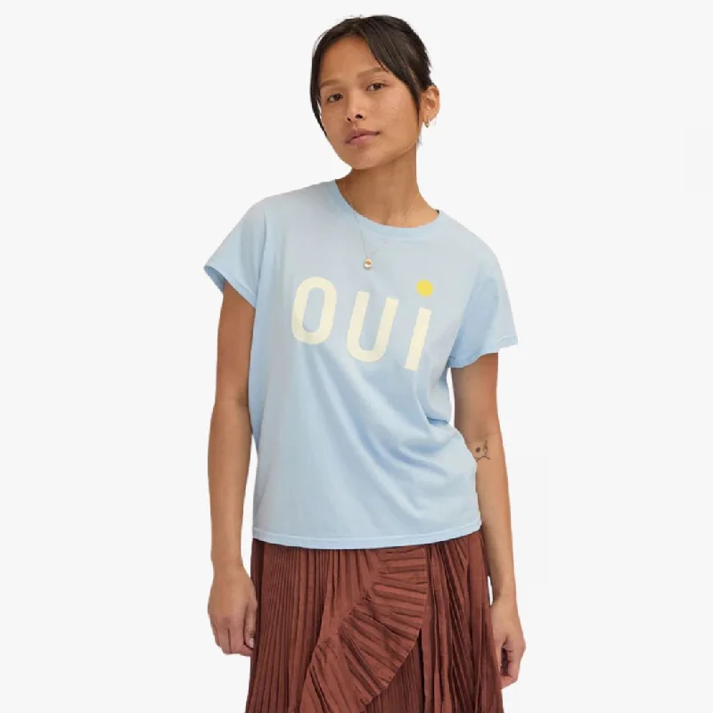 luxury women's tops"Oui" Classic Tee (Light Blue)