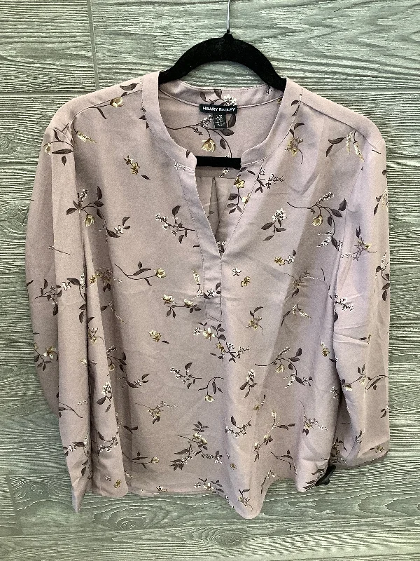 women's long sleeve tops with lace detailsTop Long Sleeve By Hilary Radley In Floral Print, Size: L