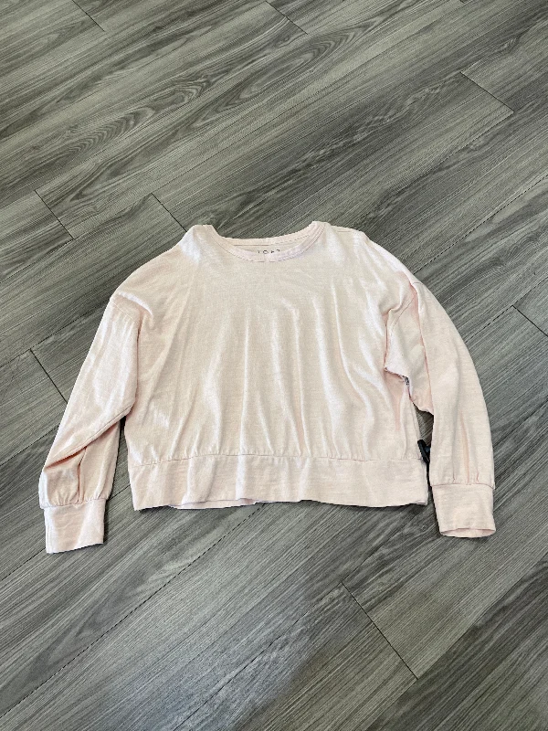 women's long sleeve tops with wrinkle-resistant fabricTop Long Sleeve By Loft In Pink, Size: L