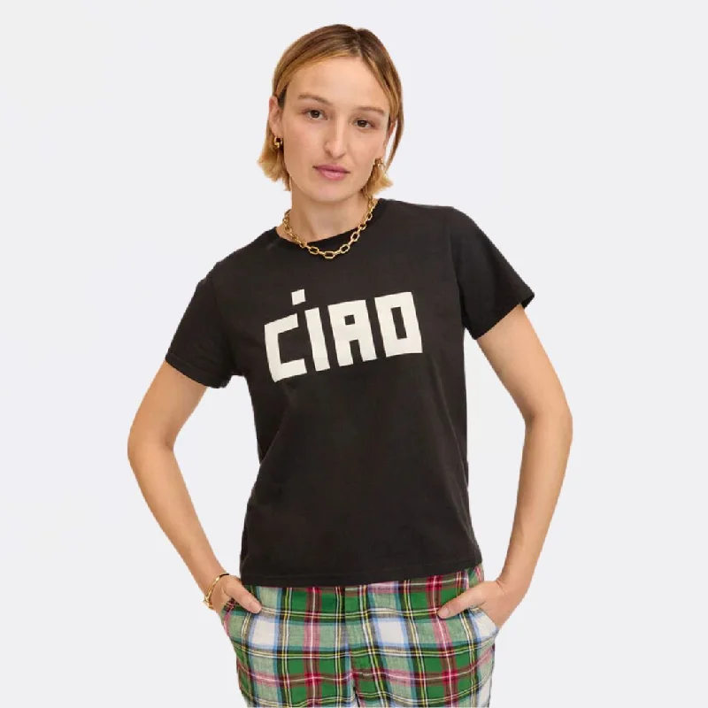 cropped women's tops"Block Ciao" Classic Tee (Black)