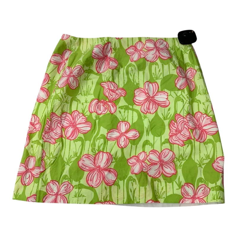 women's work skirtsSkirt Designer By Lilly Pulitzer In Green & Pink, Size: S