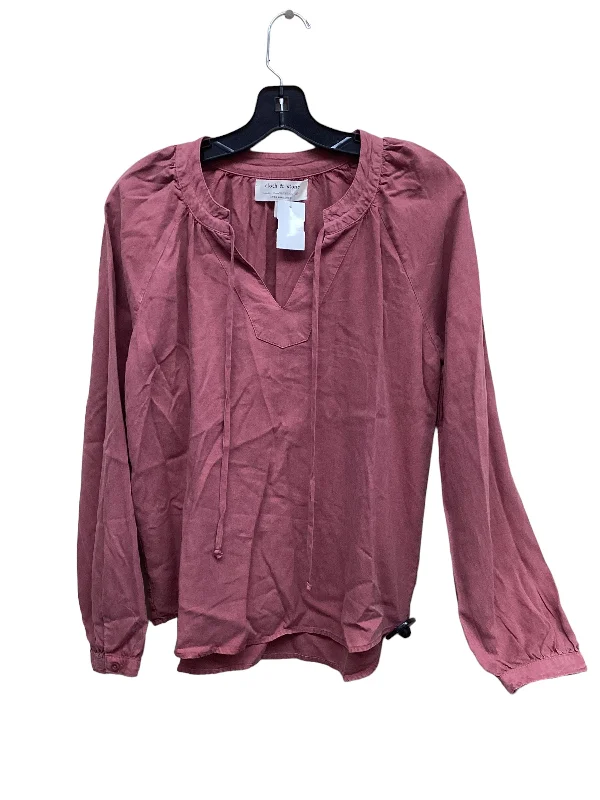 women's long sleeve tops for travelTop Long Sleeve By Cloth & Stone In Red, Size: S