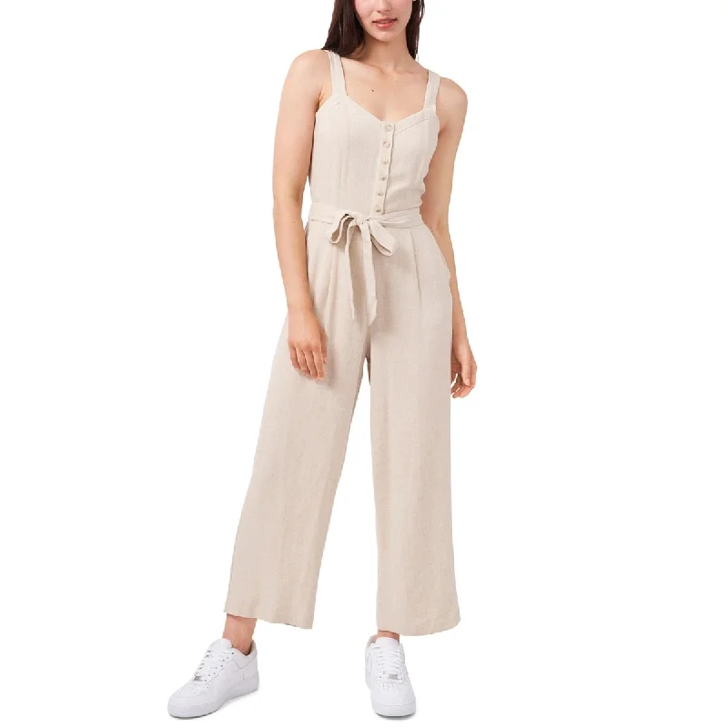 women's jumpsuits with pocketsRiley & Rae Women's Button Top Belted Jumpsuit Brown Size 8