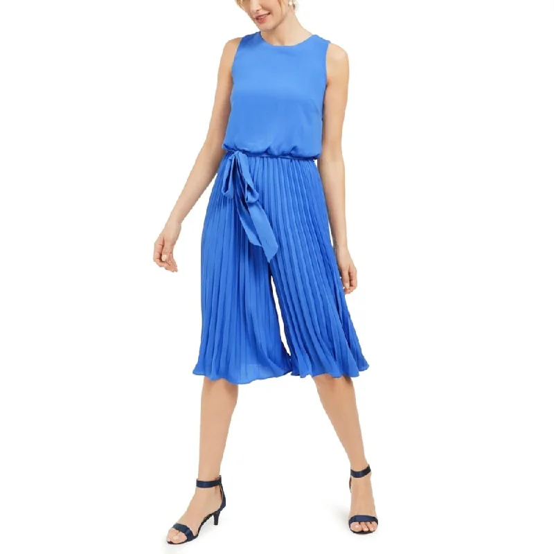 women's jumpsuits for casual gatheringsVince Camuto Women's Pleated Cropped Jumpsuit Blue Size 12