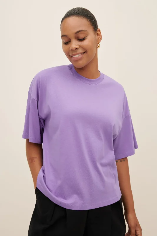 women's tops for those who love bold and vibrant colorsKowtow Oversized Boxy Tee - Cool Violet