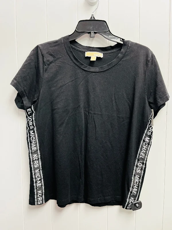 women's T-shirts with loose fitsBlack Top Short Sleeve Michael By Michael Kors, Size Xl