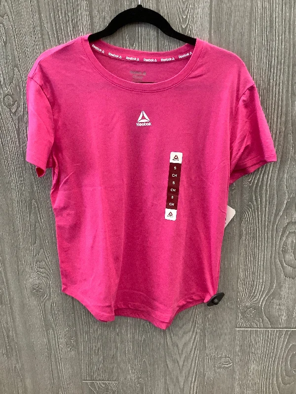 women's T-shirts for springPink Top Short Sleeve Reebok, Size S