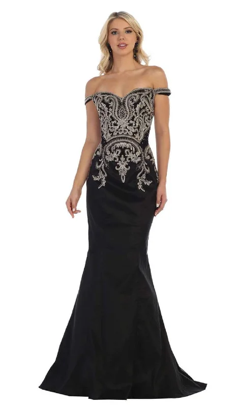 women's retro dressesMay Queen - MQ1609 Off Shoulder Evening Gown