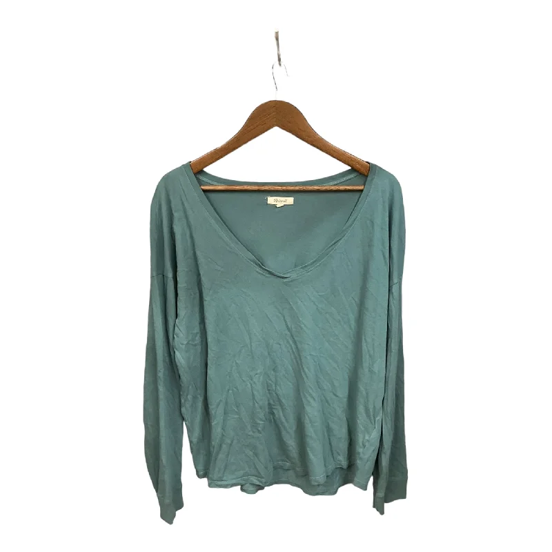 women's long sleeve tops with stripesTop Long Sleeve Basic By Madewell In Green, Size: Xl