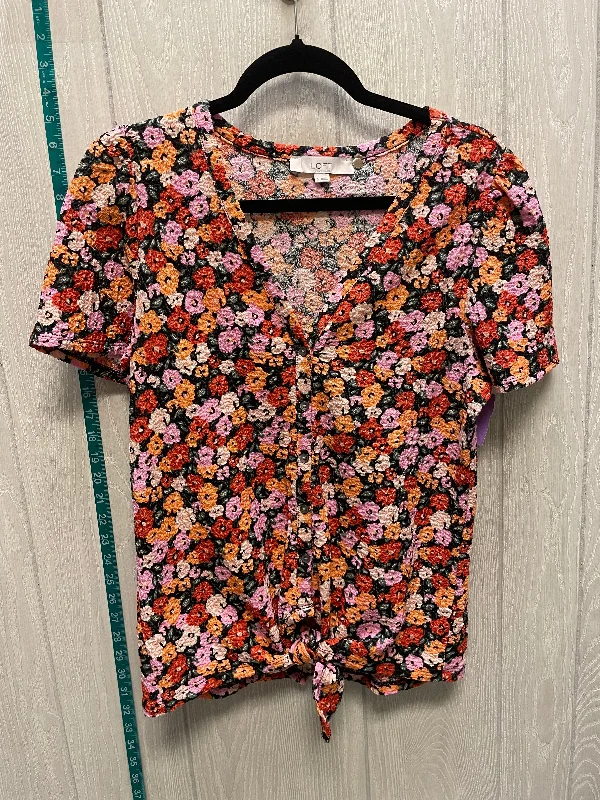 women's T-shirts with stretchable fabricFloral Print Top Short Sleeve Loft, Size S