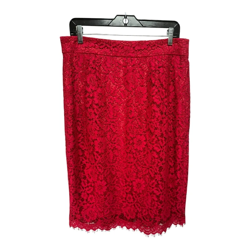 women's skater skirtsLace Skirt Midi By J. Crew In Red, Size: 12