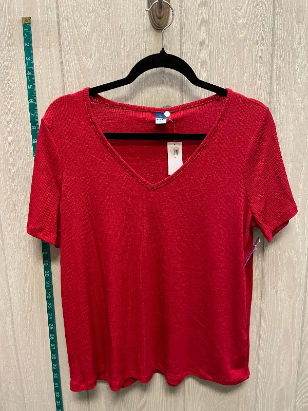 women's T-shirts with faded effectsRed Top Short Sleeve Old Navy, Size M