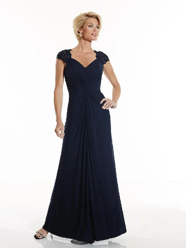 women's cold-shoulder dressesChristina Wu Elegance - 17757SC V Neck Mid Ruched Evening Gown