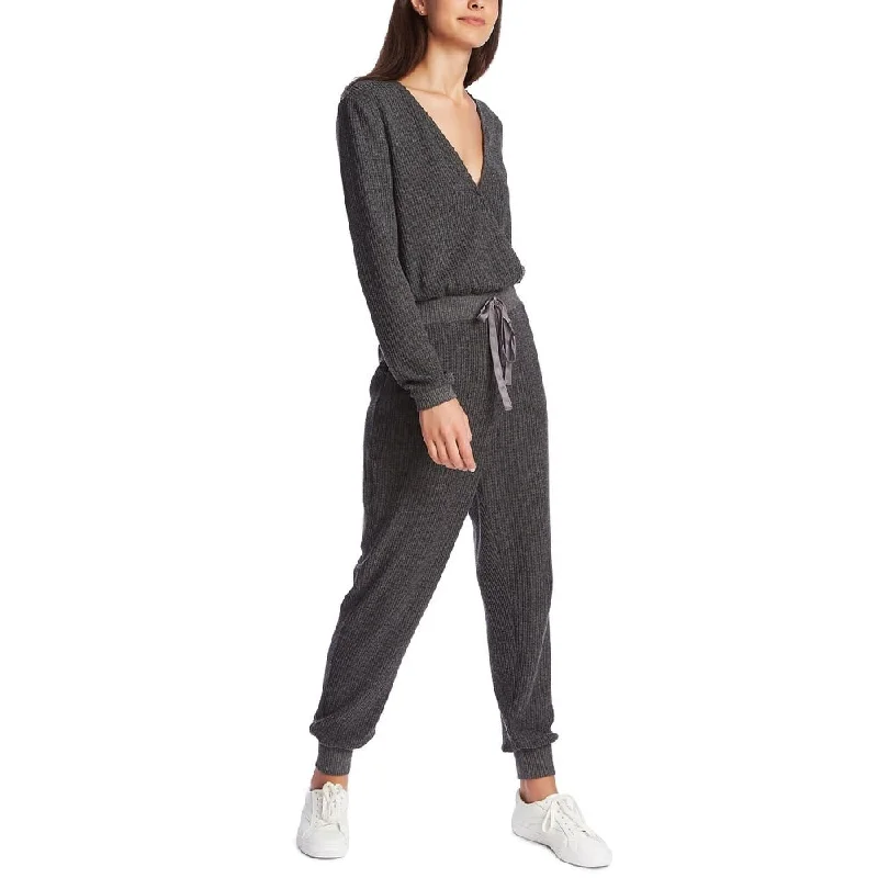 women's jumpsuits with metallic finishes1.STATE Women's Thermal Knit Long Sleeve Jumpsuit Gray Size X-Large