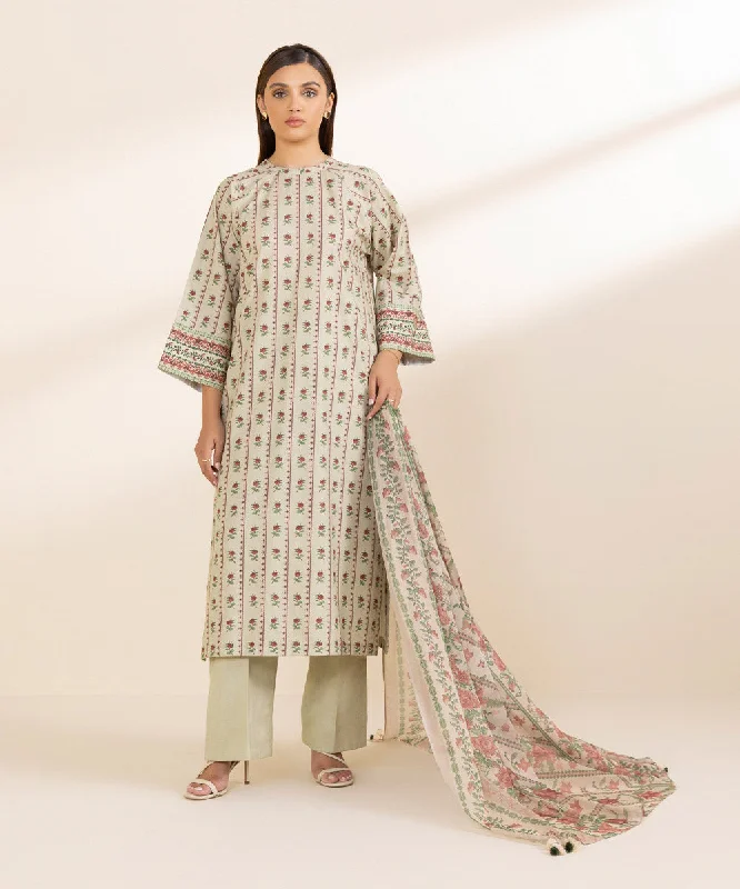 3 Piece - Printed Cotton Suit