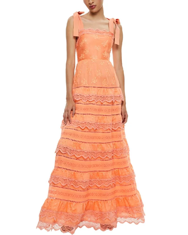 women's trendy dressesalice + olivia Vega Tiered Maxi Dress