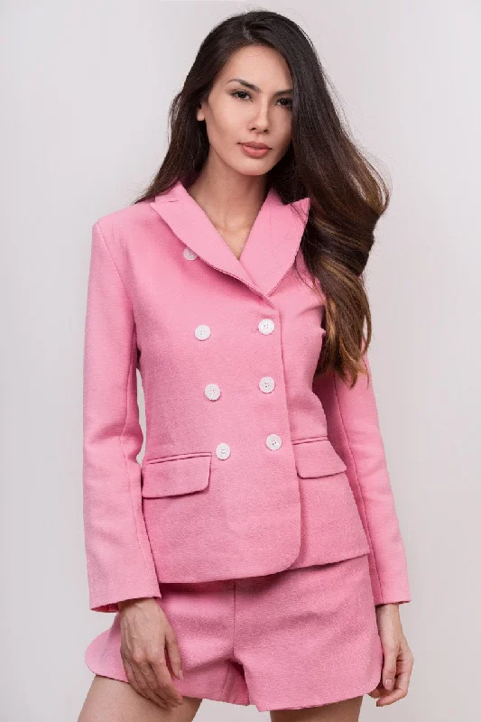 Maram Zbaeda -Pink Tweed Blazer and Short Set