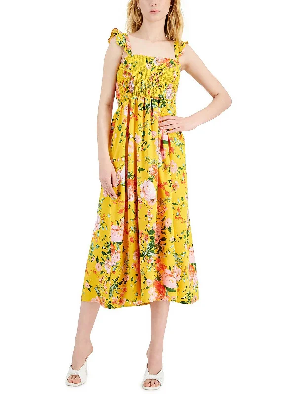 women's party dressesWomens Floral Print Polyester Midi Dress