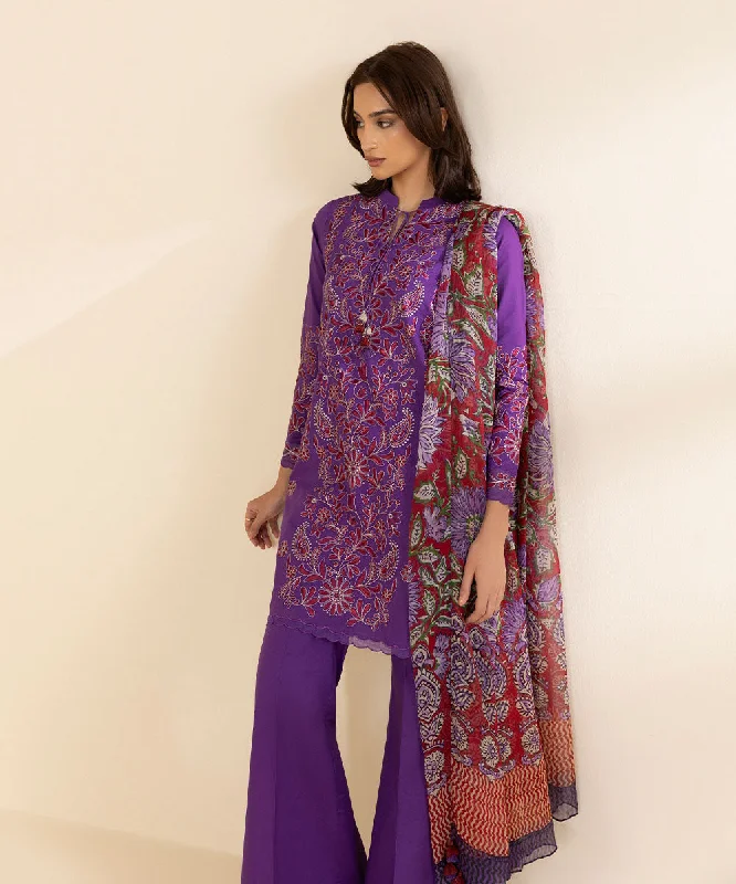 3 Piece - Embroidered Cotton Suit