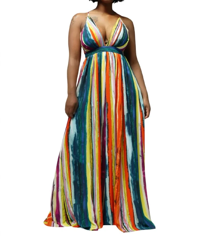 women's fashionable dressesSleeveless Maxi Dress In Orange Multi