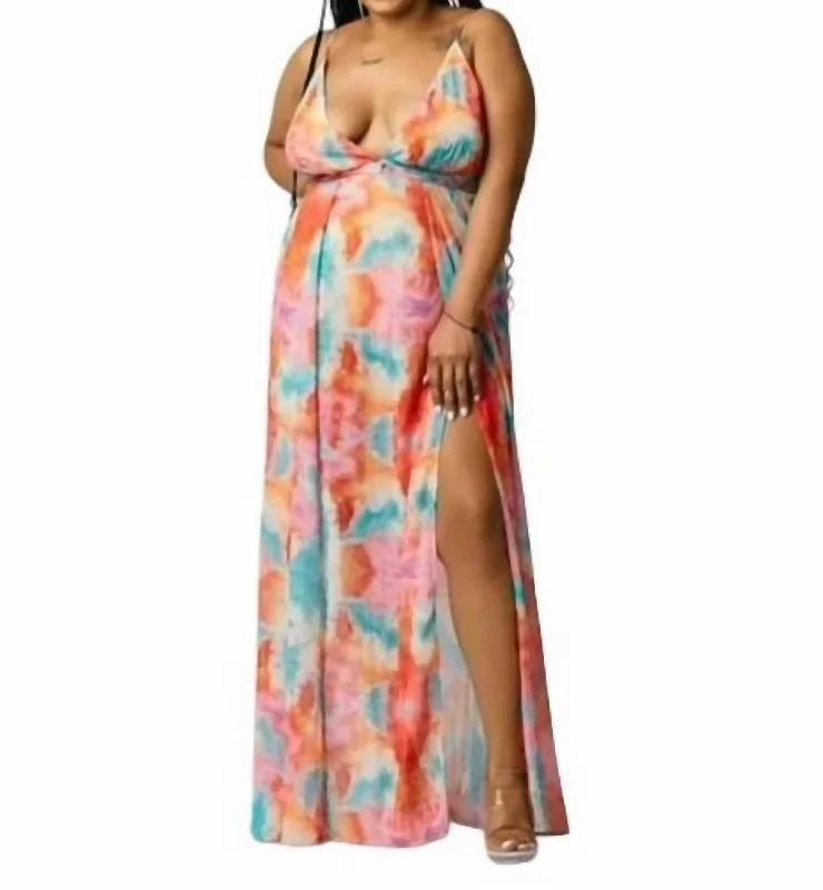 women's bridesmaid dressesSleeveless Maxi Dress In Pink Multi